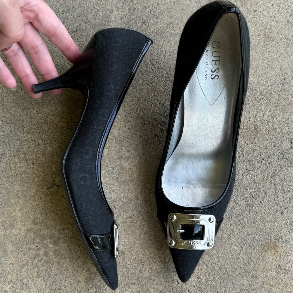Guess fabric heels with buckle size 8.5